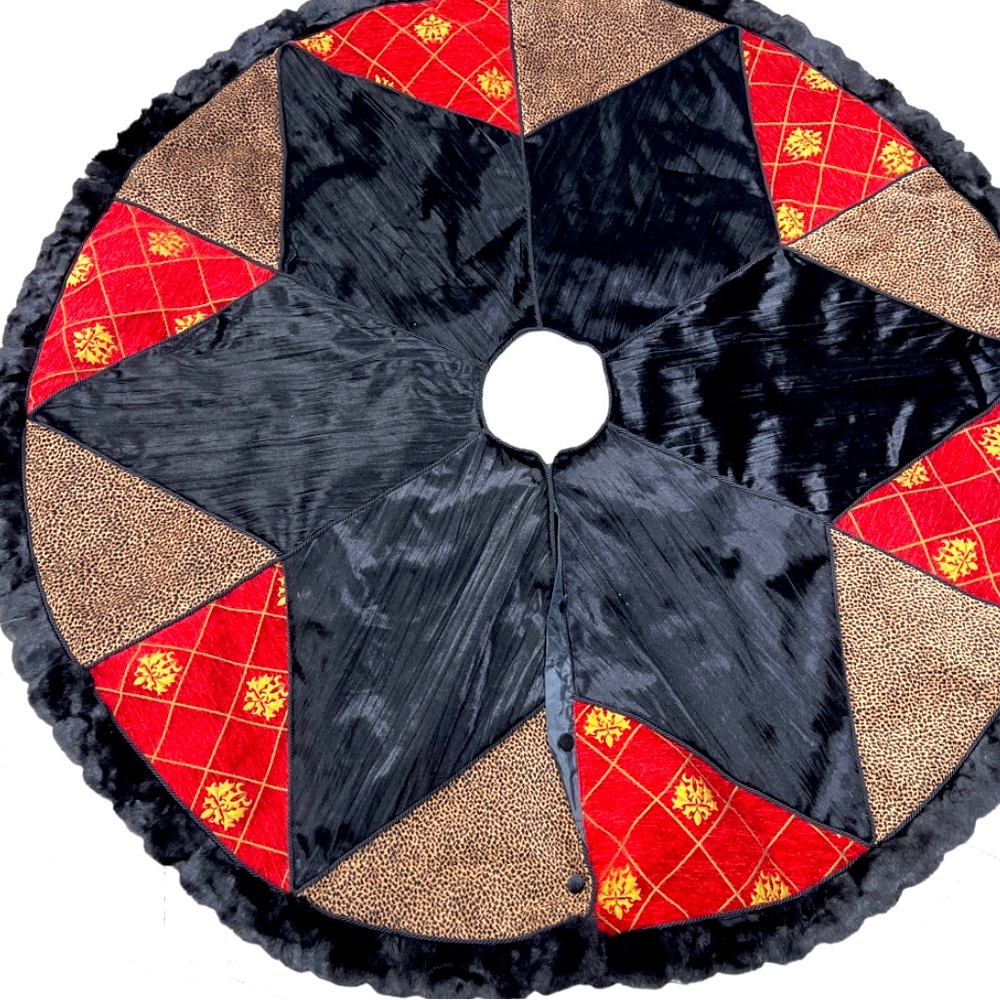 Villa Bacci Tree Skirt 58” Velvet, Satin & Faux Fur, NWOT